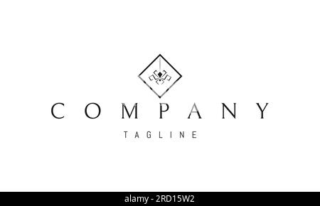 Vector logo on which an abstract image of a spider hanging on its web. Stock Vector