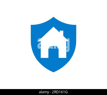 House insurance form for homeowners icon. House and shield sign, housing insurance against impending loss and fire vector design and illustration. Stock Vector