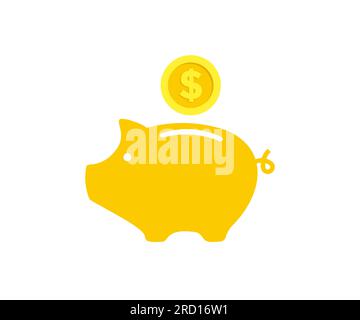 Piggy bank with dollar coin logo design. Finance, saving money, piggy bank isolated on background vector design and illustration. Stock Vector