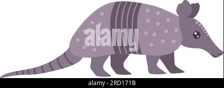 Cartoon armadillo isolated on white background. Exotic animal. Vector illustration Stock Vector