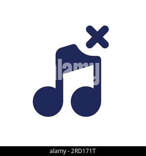 Remove audio track black pixel perfect solid ui icon Stock Vector