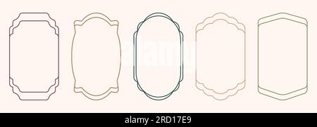 Modern minimalist aesthetic line arch frames in trendy boho style. Modern Y2K vector design outline elements - geometric form for banner, social media Stock Vector