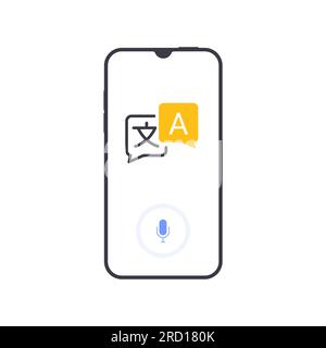 Translator app icon logo. Translate language glossary chinese english bubble phone app symbol vector icon. Stock Vector