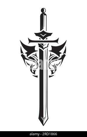 Knight sword tattoo. Stock Vector