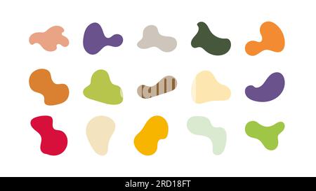 Set of colorful blob liquid elements. Fluid blob colorful elements. Liquid shapes, round abstract elements. Blotch shapes in neon colors. Simple water Stock Vector