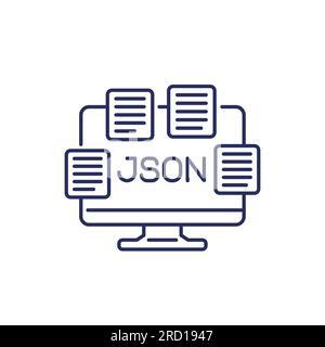JSON files, documents line icon Stock Vector