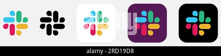 Slack logos set. Editorial vector icon isolated on white background Stock Vector