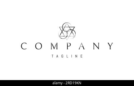 Vector logo on which an abstract image of an alchemical symbol with triangles and circles. Stock Vector
