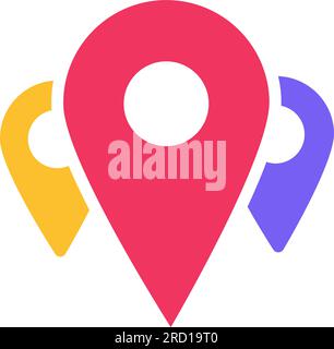 Set of checkpoints of end point of route. Signs symbols of beginning and end of movement on map. Traveler tourist destination pointer. Simple colored Stock Vector