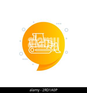 Crawler dozer line icon for web Stock Vector