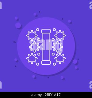 UV light sterilization UV-C lamp icon, line vector Stock Vector