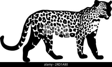 Leopard silhouette isolated on white background. Vector illustration Stock Vector