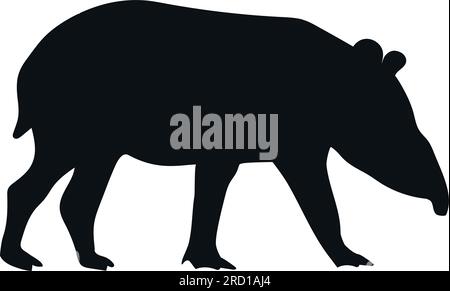 Tapir silhouette isolated on white background. Vector illustration Stock Vector