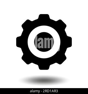 Black gear icon. Machine sprocket gear icon. Flat design. Vector cogwheel sign symbol on a white background. Stock Vector