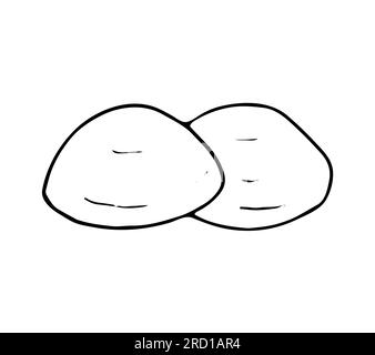 Hand drawn two buns. Bakery vector element of design, isolated on white background. Stock Vector