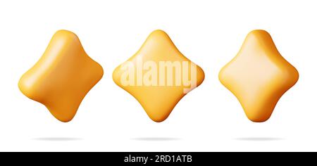 3D Glossy Yellow Star in Different Angles Stock Vector