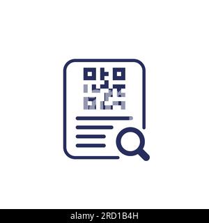 document with qr code icon on white Stock Vector