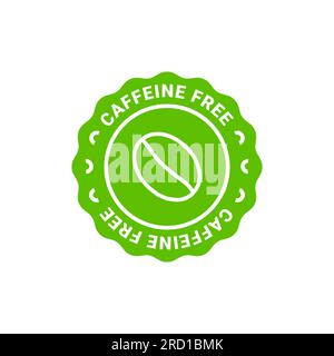 Caffeine free vector logo icon sign. Allergy decaffeinated coffee symbol health natural eco label. Stock Vector