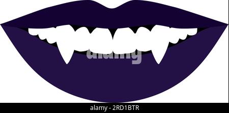 Vampire woman lips with fangs. Monster girl evil lips. Vector illustration Stock Vector