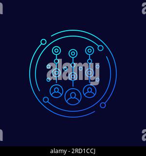 collecting user data icon, linear design Stock Vector