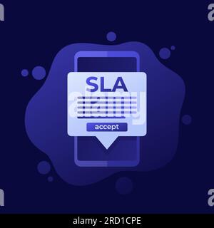 SLA, service level agreement in mobile app Stock Vector