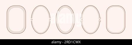 Minimalistic aesthetic y2k frames. 5 ovals. Stock Vector