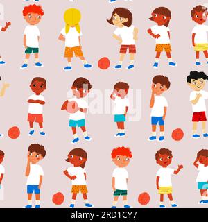 seamless pattern with colorful image of children playing. Vector illustration Stock Vector