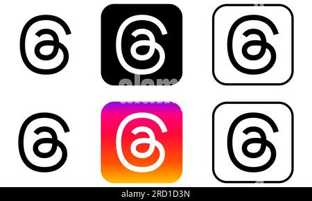 Threads icons set. The new technology apps conversations. Editorial vector logos Stock Vector