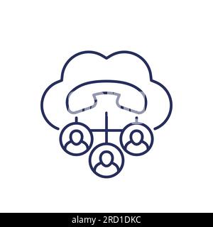 Voip telephony, calls line icon, vector Stock Vector