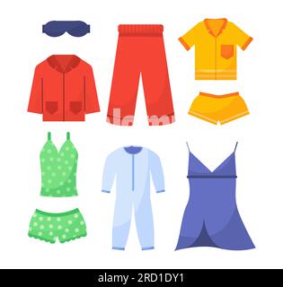 Set of various pajamas concept Stock Vector