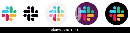 Slack vector logos set. Editorial vector icon isolated on white background Stock Vector
