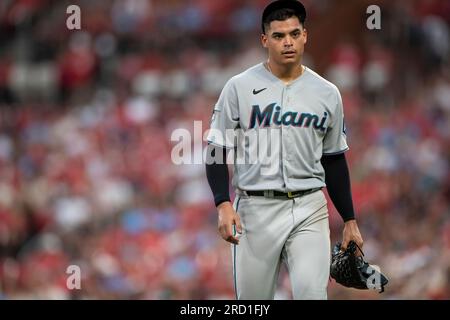 Miami Marlins starting pitcher Jesus Luzardo (44) throws to the plate  during a MLB regular season game between the Miami Marlins and St. Louis  Cardina Stock Photo - Alamy