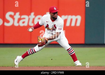 Miami Marlins' Jean Segura grounds out during the fifth inning of a  baseball game against the St. Louis Cardinals Monday, July 17, 2023, in St.  Louis. (AP Photo/Jeff Roberson Stock Photo - Alamy