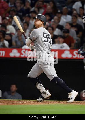 ANAHEIM, CA - JULY 17: New York Yankees pitcher Ron Marinaccio (97)  pitching during an MLB baseball game against the Los Angeles Angels played  on July 17, 2023 at Angel Stadium in