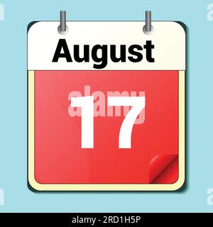 day on the calendar, vector image format, August 17 Stock Vector