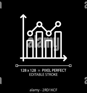 Combo chart white linear icon for dark theme Stock Vector