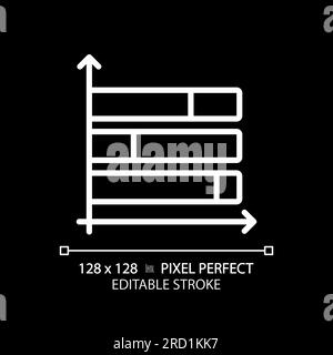 Horizontal stacked column chart white linear icon for dark theme Stock Vector