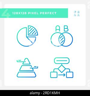 Data presentation gradient linear vector icons set Stock Vector