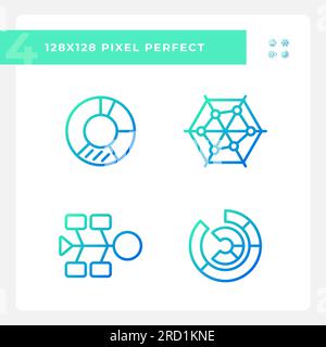 Competitor analysis gradient linear vector icons set Stock Vector