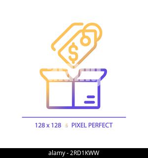 2D gradient pricing label linear icon Stock Vector