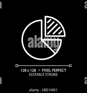 Pie chart white linear icon for dark theme Stock Vector