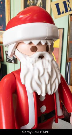 Lyon ,  France -  07 15 2023 : Playmobil Santa Claus red white big portrait famous Christmas toys manufactured in Germany Stock Photo