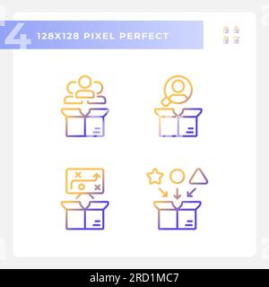 Gradient pixel perfect product management icons set Stock Vector