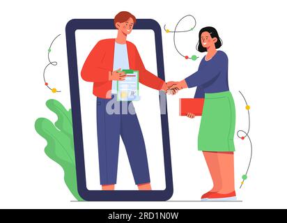 People conclude smart digital contract concept Stock Vector