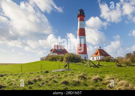 geography / travel, Germany, Schleswig-Holstein, Westerhever, lighthouse Westerheversand, ADDITIONAL-RIGHTS-CLEARANCE-INFO-NOT-AVAILABLE Stock Photo
