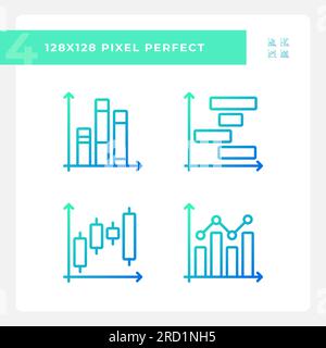 Stock market gradient linear vector icons set Stock Vector