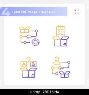 Gradient pixel perfect product management icons Stock Vector