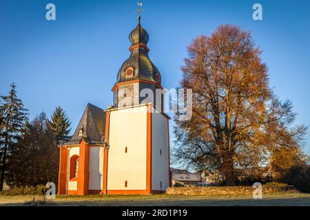 geography / travel, Germany, Hesse, Niedernhausen, St. John's Church in Niederseelbach, Niedernhausen, ADDITIONAL-RIGHTS-CLEARANCE-INFO-NOT-AVAILABLE Stock Photo