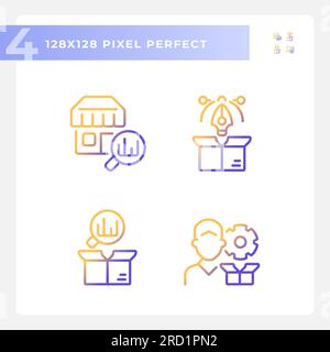 Pixel perfect product management icons set Stock Vector