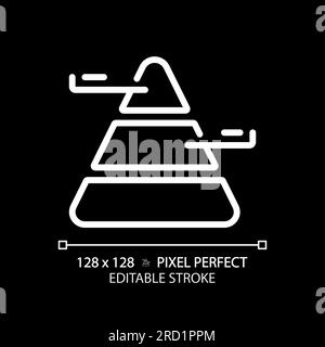 Pyramid chart white linear icon for dark theme Stock Vector